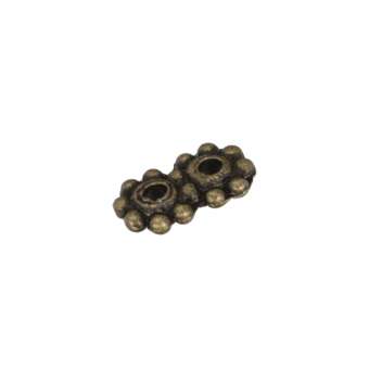 Metallspacer (2 Fädelösen, Loch-Ø 0,7mm), 7X4mm, bronzefarben 2 Fädelösen, bronzefarben