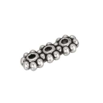 Metallspacer (3 Fädelösen, Loch-Ø 0,7mm), 10X4mm, silberfarben 3 Fädelösen, silberfarben