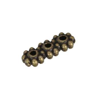 Metallspacer (3 Fädelösen, Loch-Ø 0,7mm), 10X4mm, bronzefarben 3 Fädelösen, bronzefarben