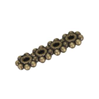 Metallspacer (4 Fädelösen, Loch-Ø 0,7mm), 14X4mm, bronzefarben 4 Fädelösen, bronzefarben