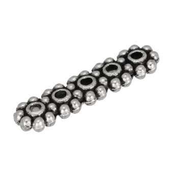 Metallspacer (5 Fädelösen, Loch-Ø 0,7mm), 16X4mm, silberfarben 5 Fädelösen, silberfarben