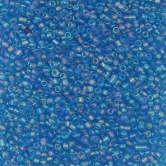 Rocailles, 50g, rund, 1,5mm, türkis transparent-rainbow türkis transparent-rainbow