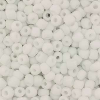 Rocailles, 50g, rund, 4mm, weiß frost weiß frost