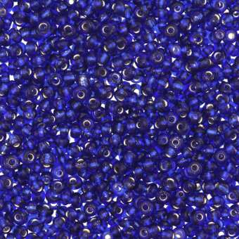 Rocailles, 50g, rund, 2mm, royalblau silverline royalblau silverline