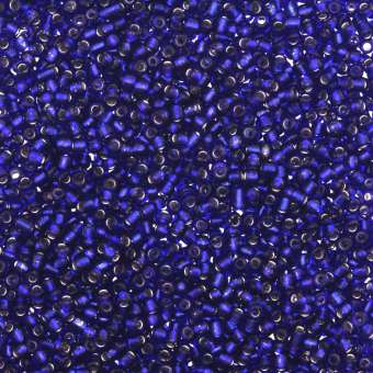 Rocailles, 50g, rund, 1,5mm, royalblau silverline royalblau silverline