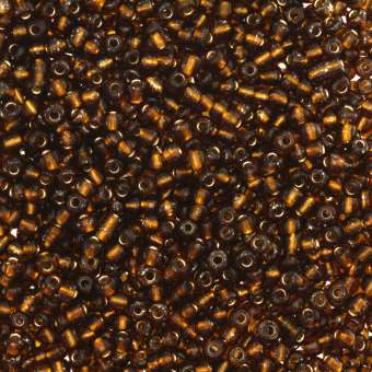Rocailles, 50g, rund, 1,5mm, mittelbraun silverline mittelbraun silverline