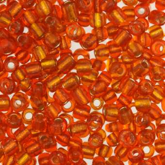 Rocailles, 50g, rund, 4mm, hellorange silverline hellorange silverline