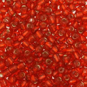 Rocailles, 50g, rund, 4mm, orange silverline orange silverline