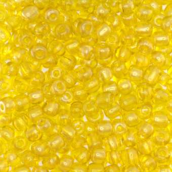 Rocailles, 50g, rund, 4mm, gelb transparent-luster gelb transparent-luster