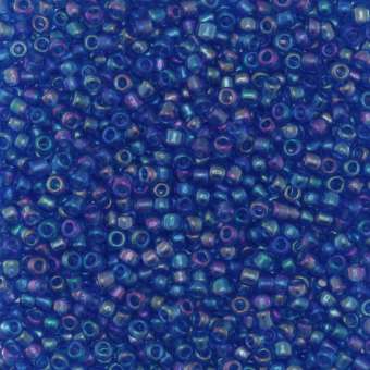 Rocailles, 50g, rund, 2mm, jeansblau rainbow jeansblau rainbow