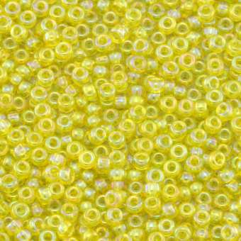 Miyuki, Rocailles, 10Gramm, 2mm (11/0), 252 Transparent Rainbow zitronengelb (transparent rainbow)