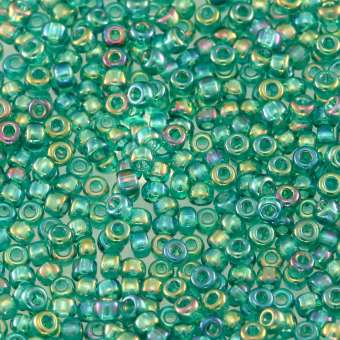 Miyuki, Rocailles, 10Gramm, 2mm (11/0), 2458 Transparent Rainbow safirtürkis (transparent rainbow)