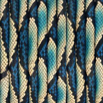 Geprägtes Kunstlederband, 5mm, 50cm, natur-blau natur-blau