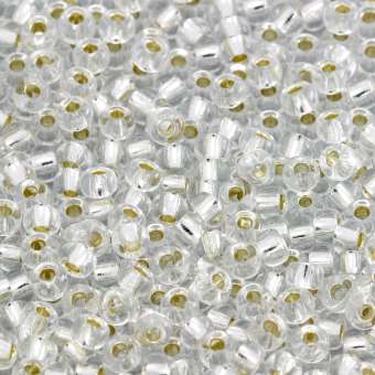 Miyuki, Rocailles, 10Gramm, 3mm (8/0), 1 Silverline transparent-silber (silverline)