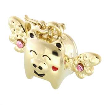 Metallanhänger mit Strass, 25X15mm, Schwein, verschiedene Farben 