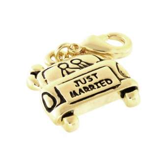 Metallanhänger, 16X15mm, "Just Married", verschiedene Farben 