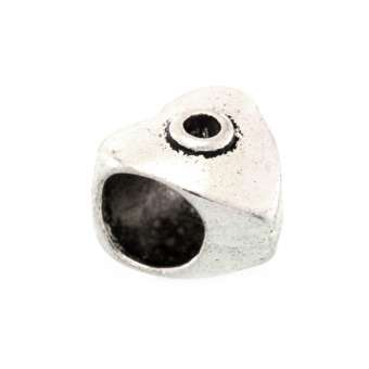 Großlochperle aus Metall, 10X10mm, Herz, verschiedene Farben 