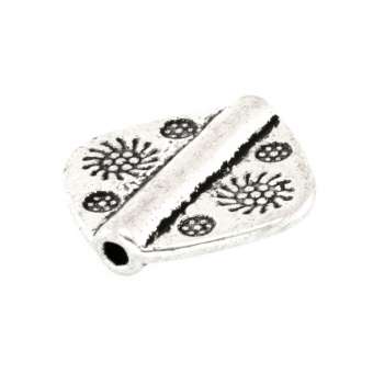 Metallperle mit Ornament, 12X12mm, rechteckig (Raute), verschiedene Farben 