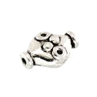 Metallperle mit Ornament, 10X8mm, oval, verschiedene Farben 