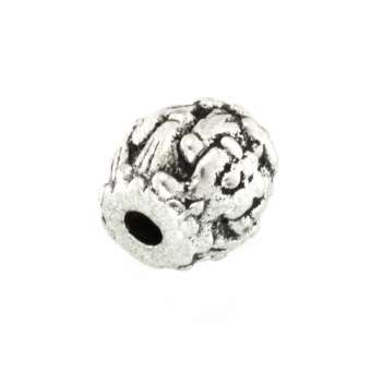 Metallperle mit Ornament, 8X8mm, rund, verschiedene Farben 