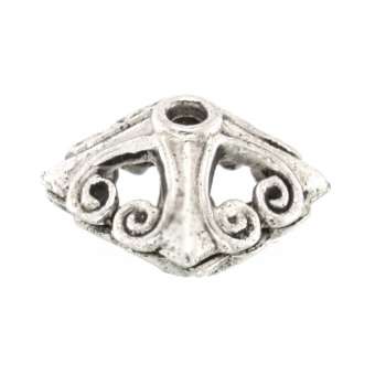 Metallperle mit Ornament, 10X12mm, rechteckig, verschiedene Farben 