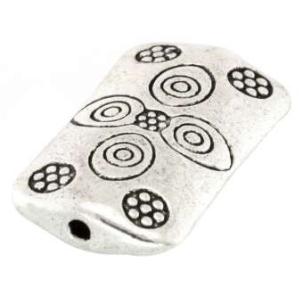 Metallperle mit Ornament, 22X13mm, rechteckig, verschiedene Farben 