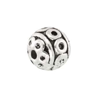 Metallperle mit Ornament, 8mm, rund, verschiedene Farben 