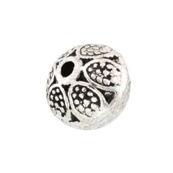 Metallperle mit Ornament, 8X9mm, rund, verschiedene Farben 