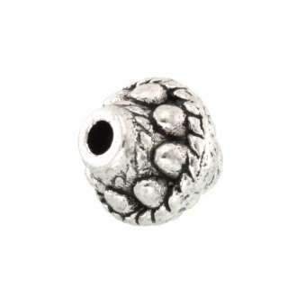 Metallperle mit Ornament, 9X9mm, oval, verschiedene Farben 