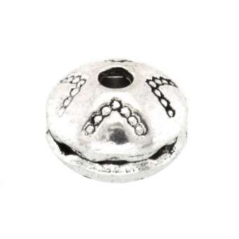 Metallperle mit Ornament, 8X10mm, oval, verschiedene Farben 