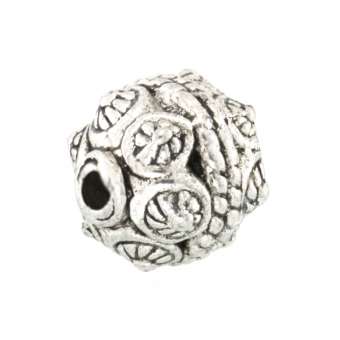 Metallperle mit Ornament, 10X10mm, rund, verschiedene Farben 