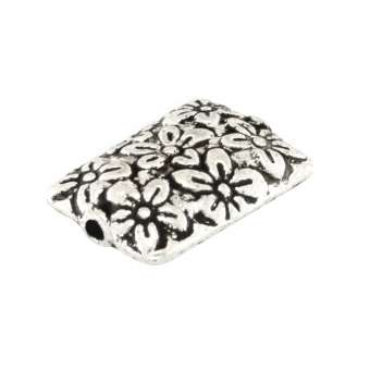 Metallperle mit Ornament, 12X8mm, rechteckig, verschiedene Farben 