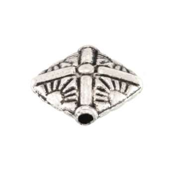 Metallperle mit Ornament, 14X10mm, rechteckig, verschiedene Farben 