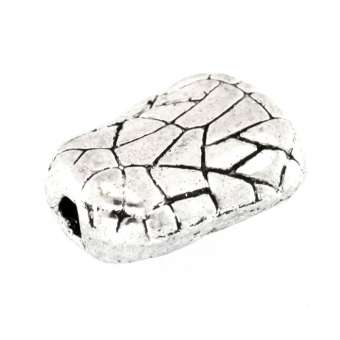 Metallperle mit Ornament, 15X10mm, asymmetrisch, verschiedene Farben 