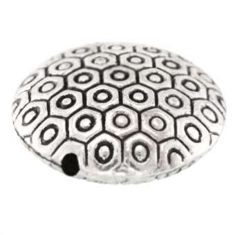 Metallperle mit Ornament, 18X8mm, rund, verschiedene Farben 