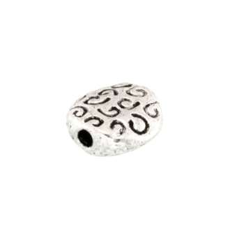 Metallperle mit Ornament, 7mm, rund, verschiedene Farben 