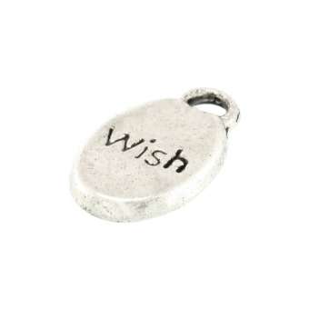 Metallanhänger, 15X8mm, "Wish", verschiedene Farben 