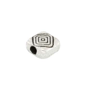 Metallperle mit Ornament, 5X5mm, rechteckig, verschiedene Farben 