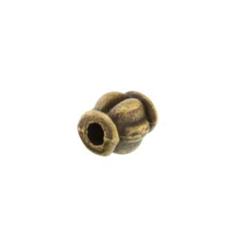 Metallperle, 4X6mm, rund, verziert mit Ornamenten, verschiedene Farben 