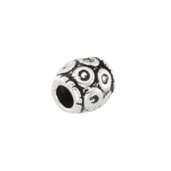 Metallperle mit Ornament, 5X5mm, oval, verschiedene Farben 