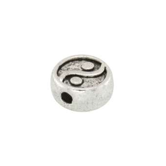 Metallperle, 6mm, rund, Ying Yang, verschiedene Farben 