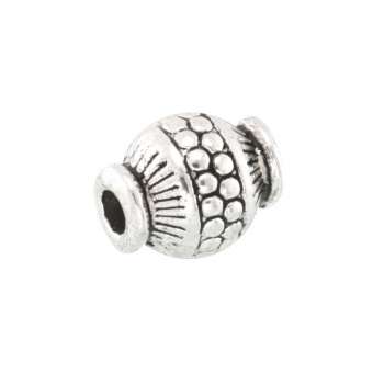 Metallperle mit Ornament, 9X7mm, oval, verschiedene Farben 