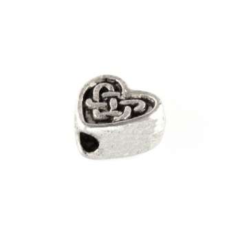 Metallperle mit Ornament, 5X5mm, Herz, verschiedene Farben 