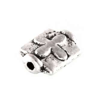 Metallperle mit Ornament, 10X6mm, rechteckig, verschiedene Farben 