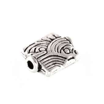 Metallperle mit Ornament, 8X6mm, rechteckig, verschiedene Farben 