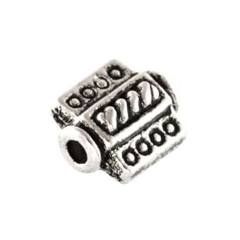 Metallperle mit Ornament, 9X8mm, rechteckig, verschiedene Farben 