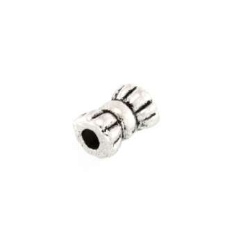 Metallperle mit Ornament, 5X3mm, Zylinder, verschiedene Farben 