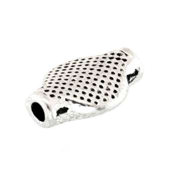 Metallperle mit Ornament, 12X8mm, oval, verschiedene Farben 