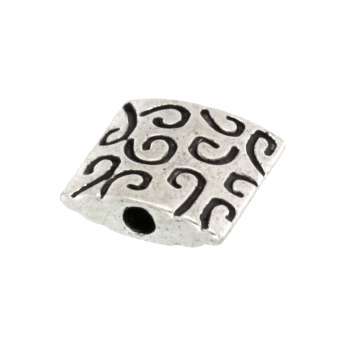 Metallperle mit Ornament, 10X10mm, rechteckig, verschiedene Farben 