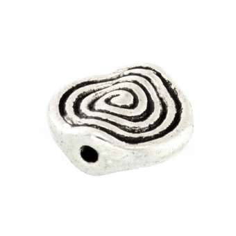 Metallperle mit Ornament, 11X10mm, rund, verschiedene Farben 
